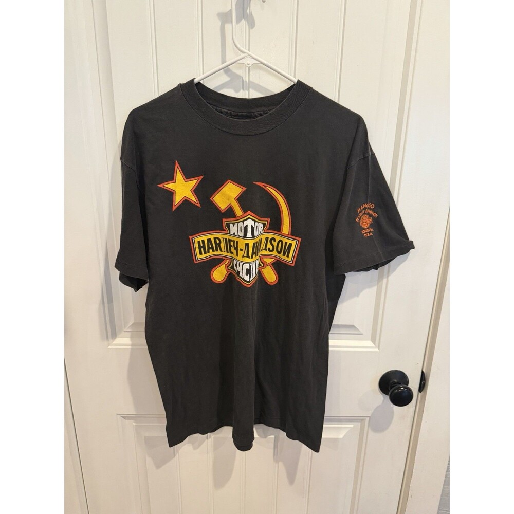 Vintage 90s Harley Davidson Russia Yakut Siberia T Shirt Large USSR Soviet Tee